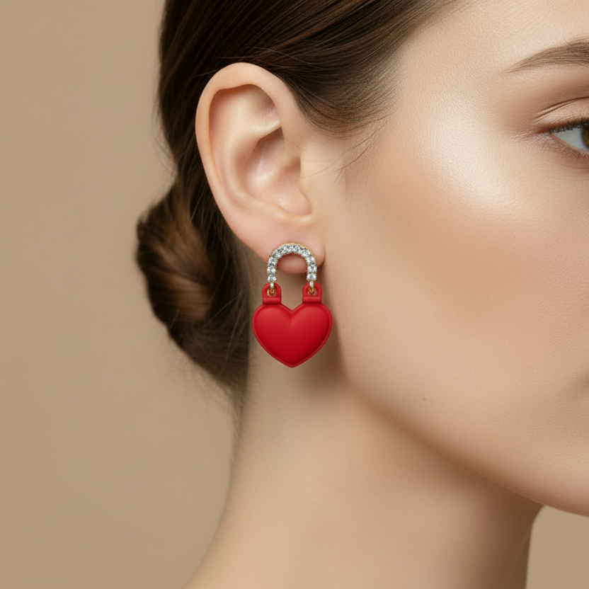 Love Red Heart Studs