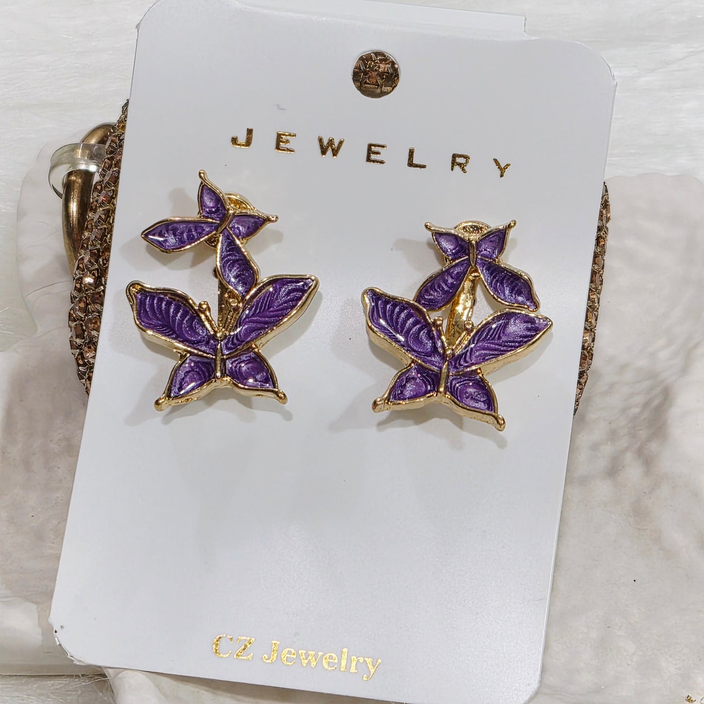 Belle Lavender Butterfly Studs