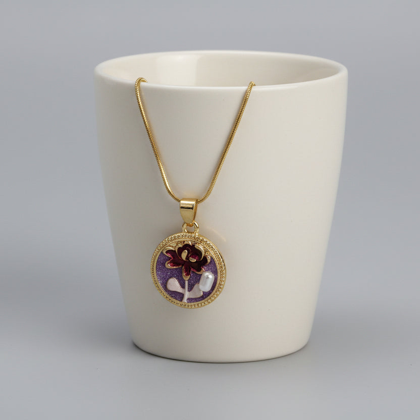 Antique Purple Enamel Necklace