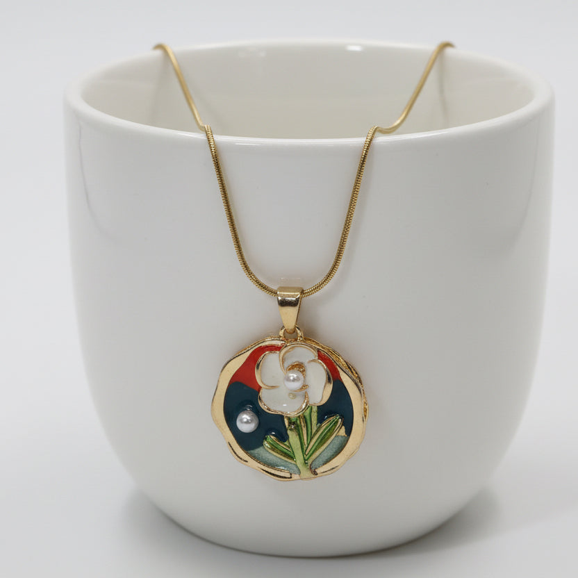 Enamel Floral Necklace