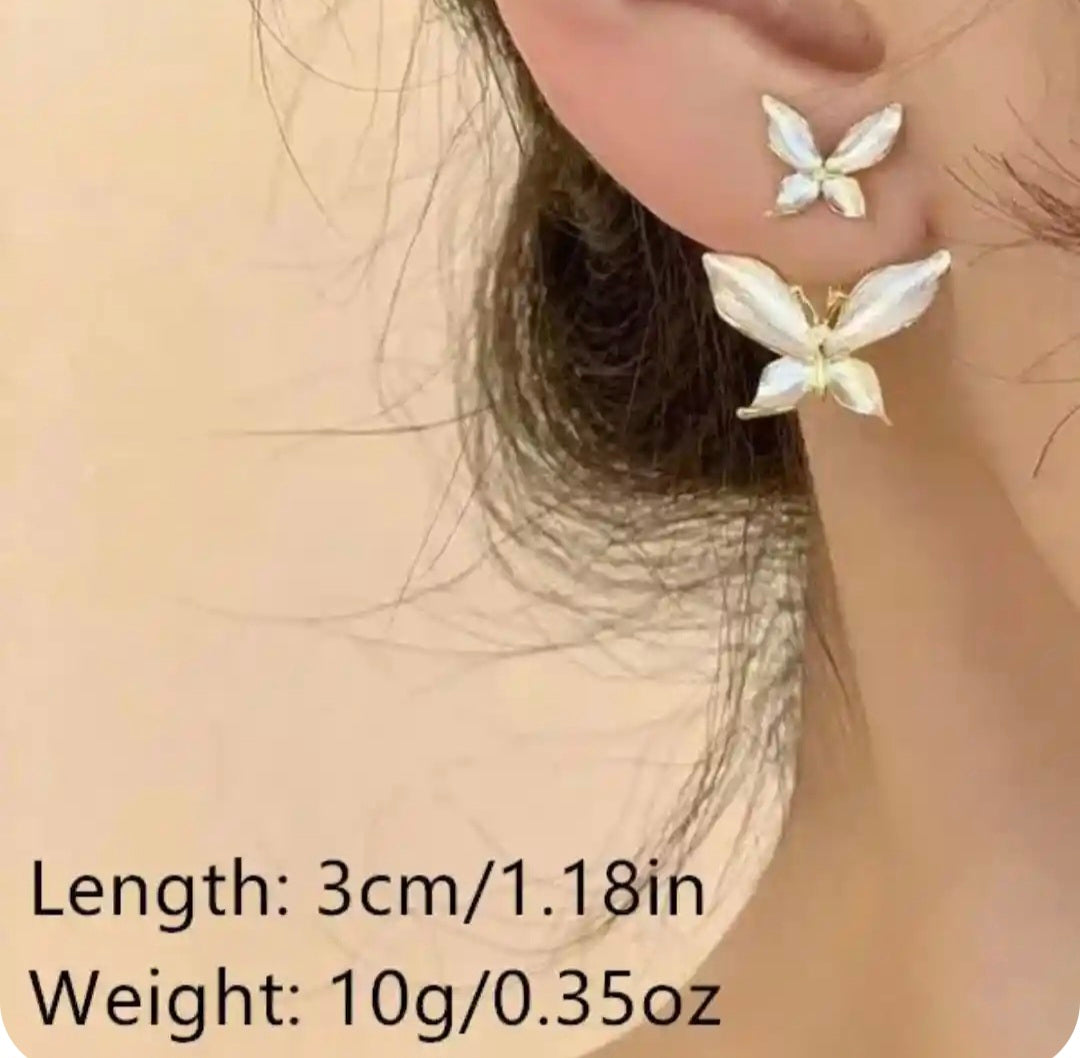 Belle White Butterfly Studs