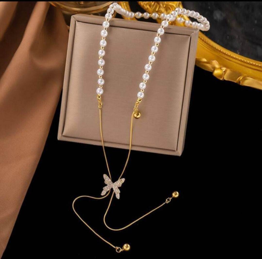 Butterfly Pearl Necklace
