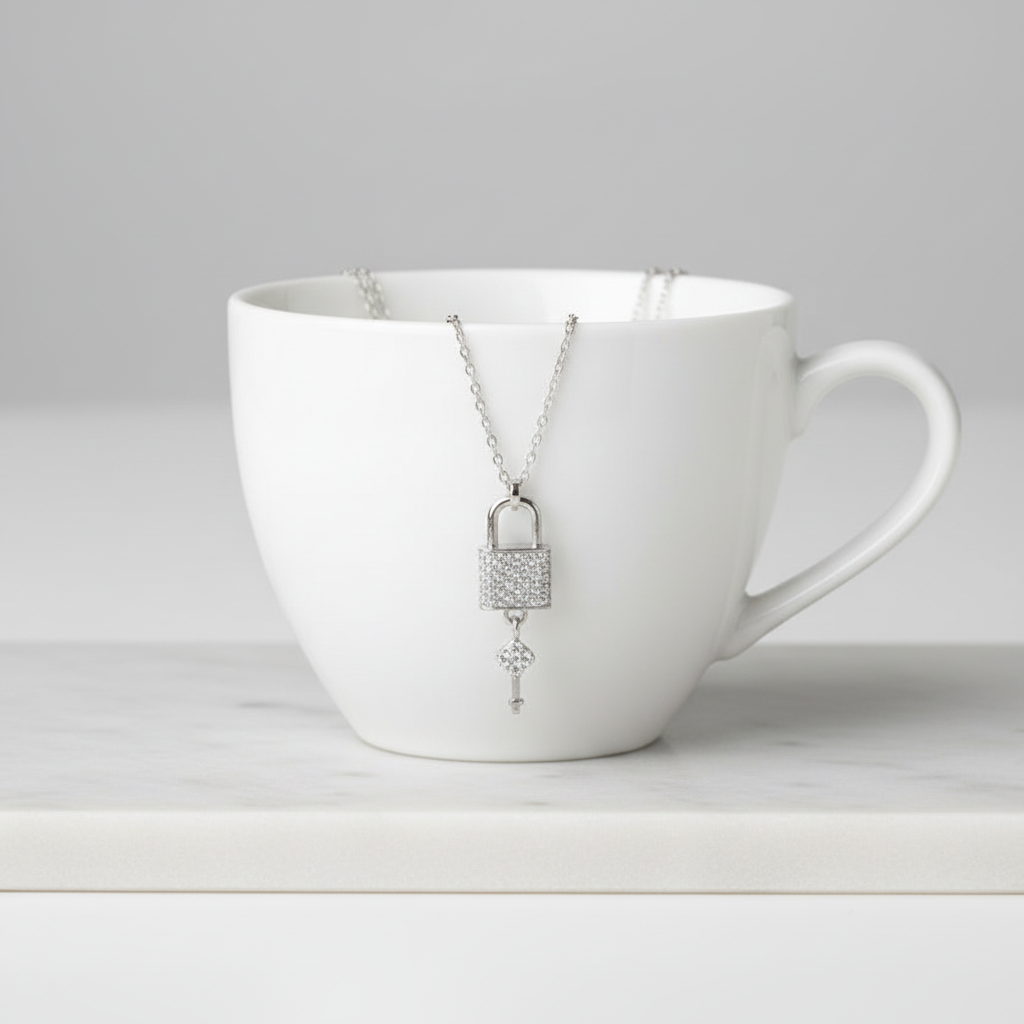 Silver Lock and Key Necklace