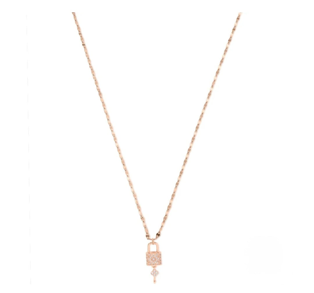 Rosegold Lock and Key Necklace