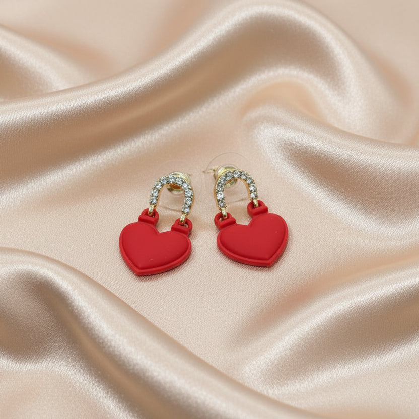Love Red Heart Studs