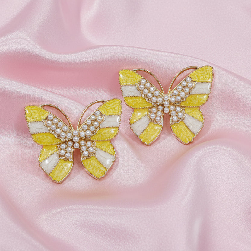 Sheila Butterfly Yellow Studs