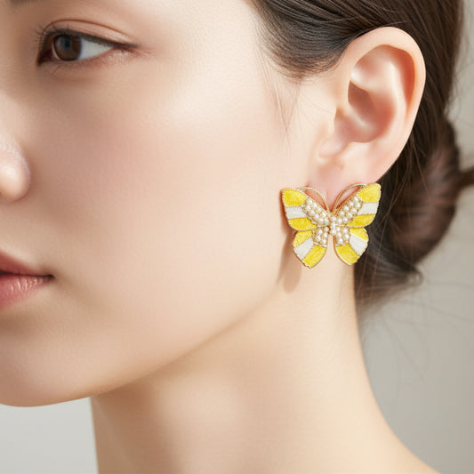 Sheila Butterfly Yellow Studs
