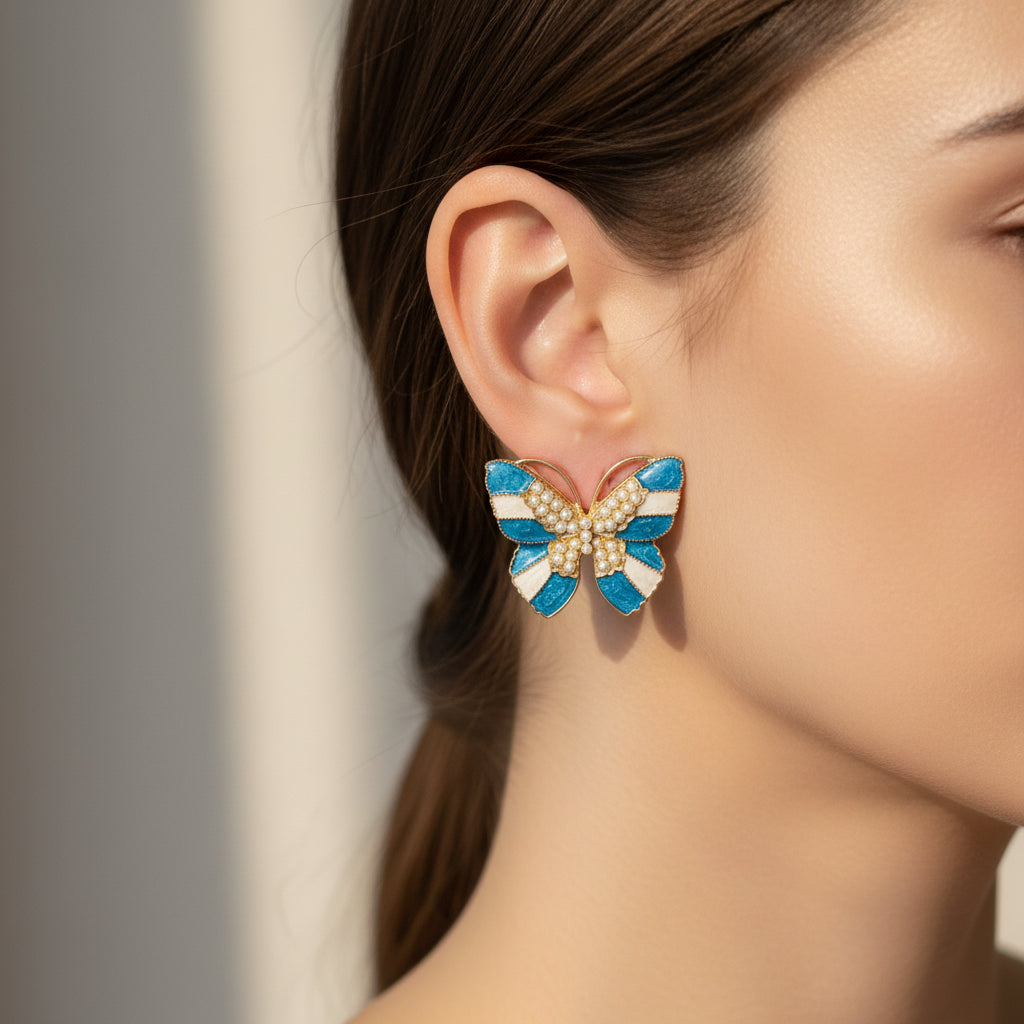 Sheila Butterfly Blue Studs