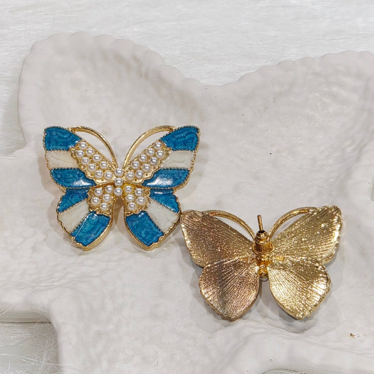 Sheila Butterfly Blue Studs