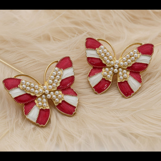 Sheila Butterfly Red Studs