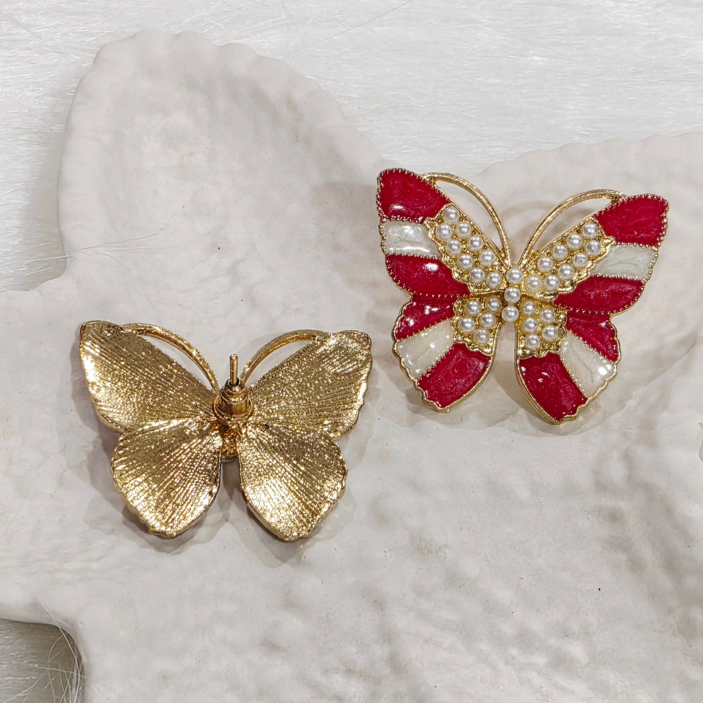 Sheila Butterfly Red Studs