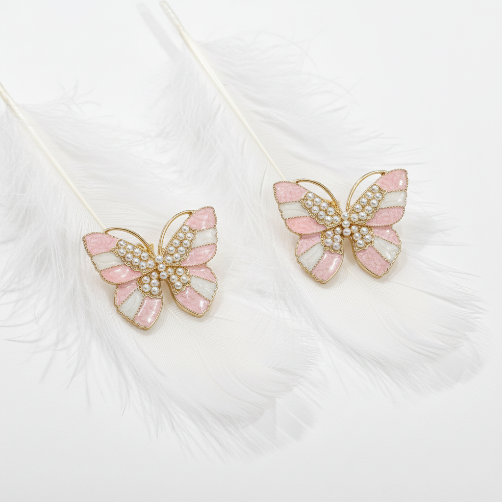 Sheila Butterfly Peach Studs