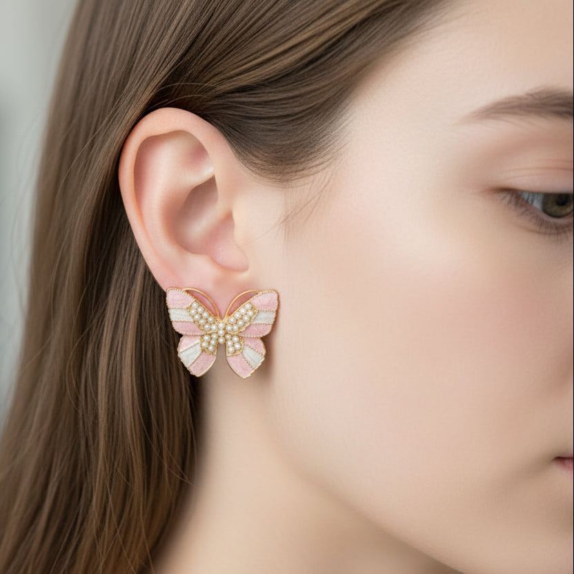 Sheila Butterfly Peach Studs