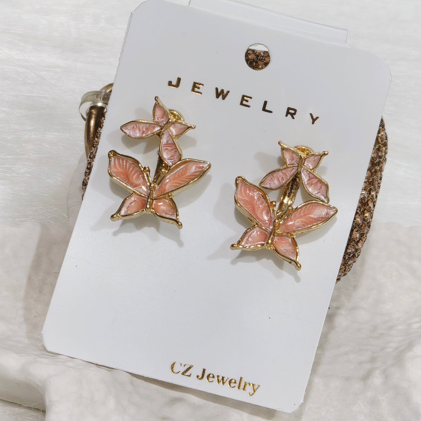 Belle Peach Butterfly Studs