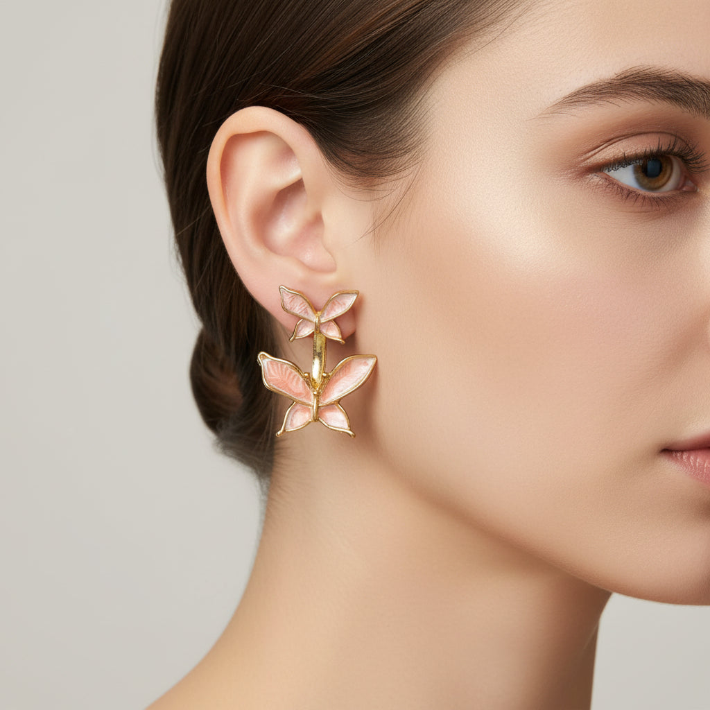 Belle Peach Butterfly Studs