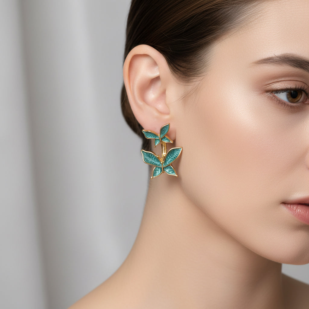 Belle Tealblue Butterfly Studs