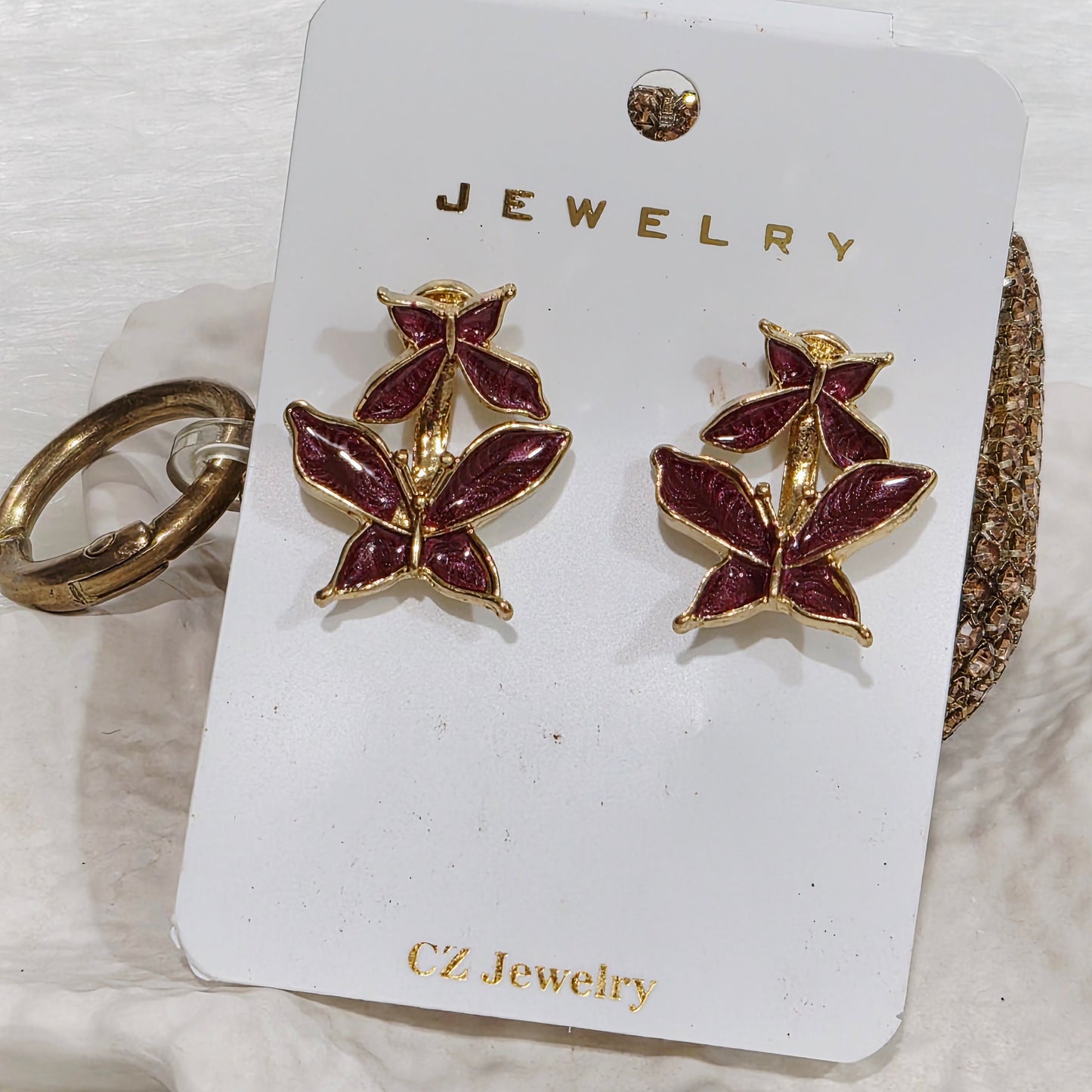 Belle Red Butterfly Studs