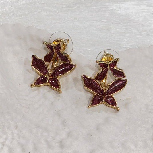 Belle Red Butterfly Studs