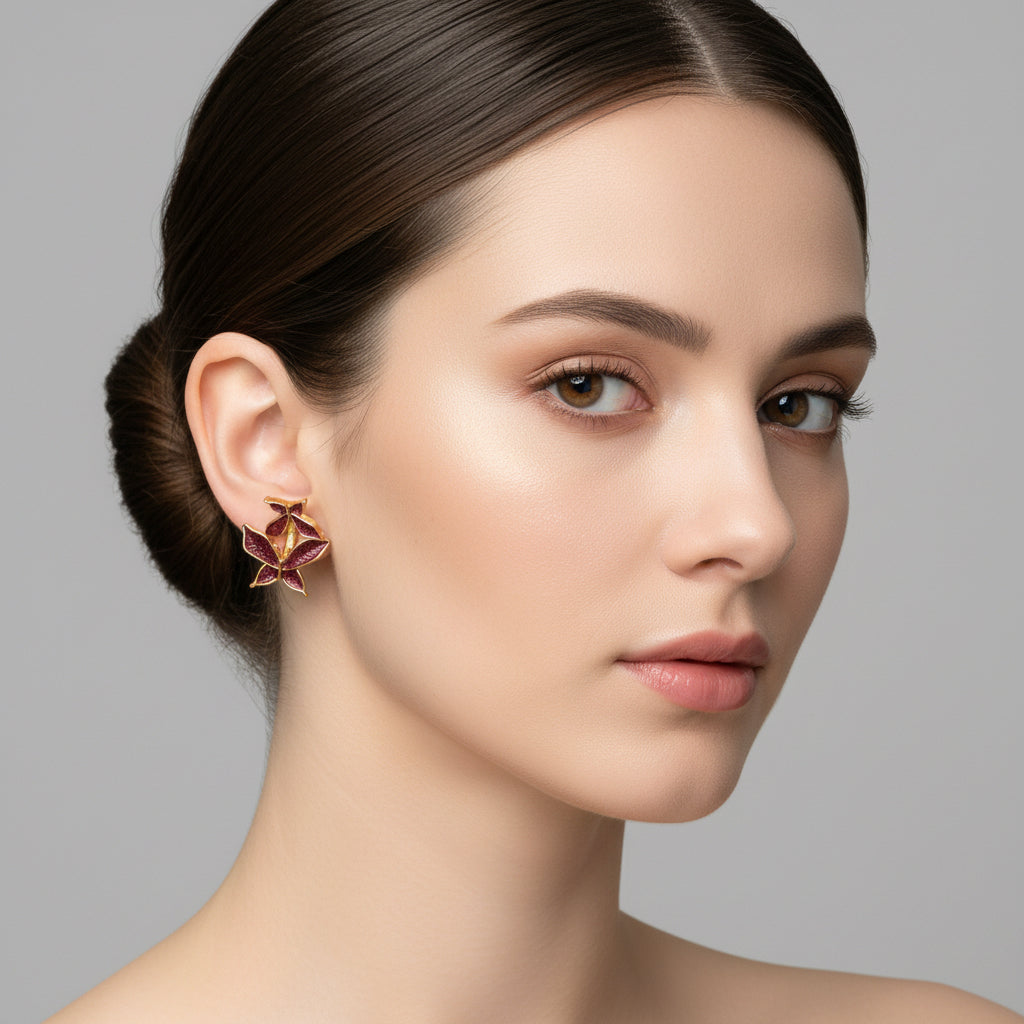 Belle Red Butterfly Studs