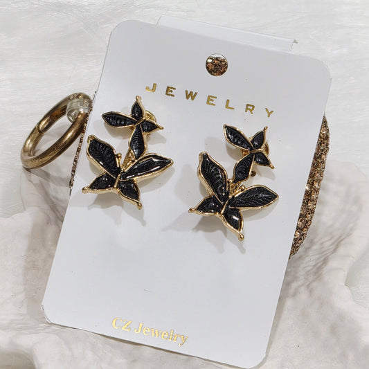 Belle Black Butterfly Studs