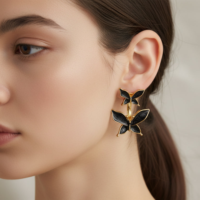 Belle Black Butterfly Studs