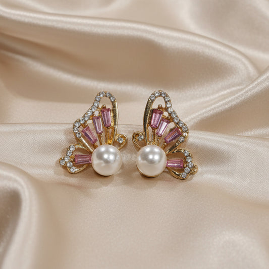 Virginia Pink Butterfly Studs