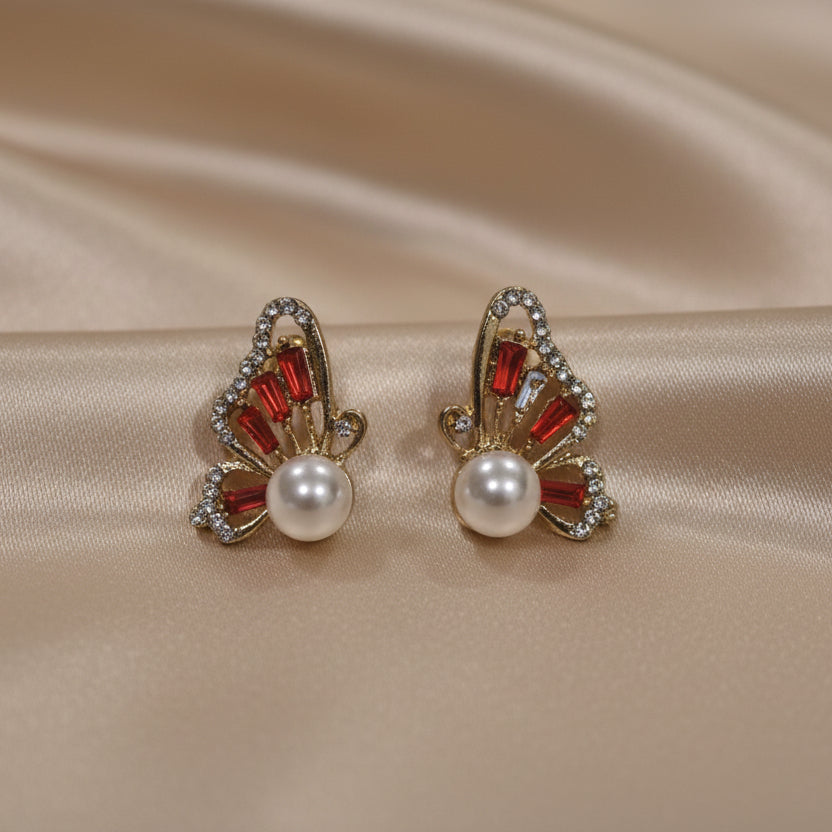 Virginia Red Butterfly Studs