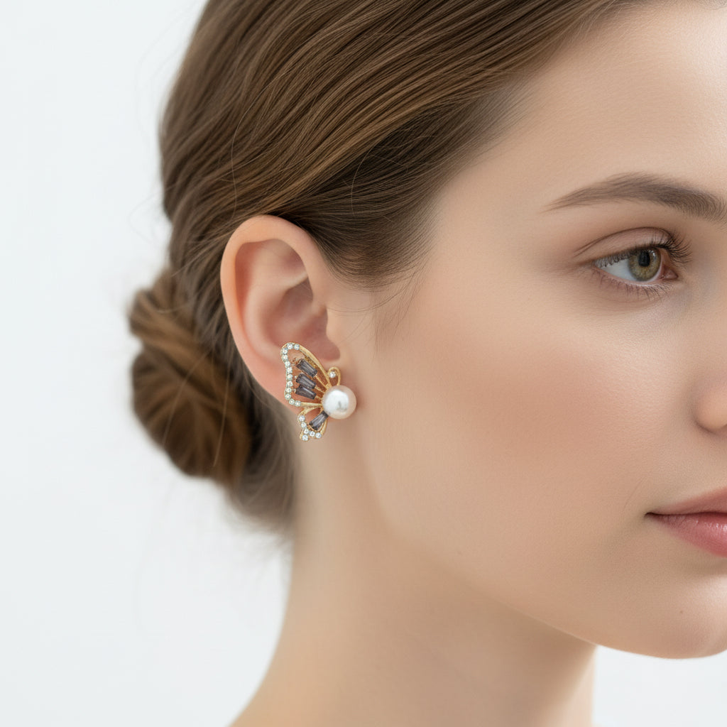 Virginia Grey Butterfly Studs