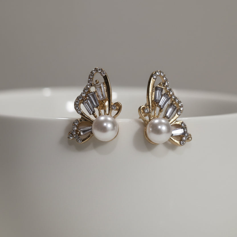 Virginia Grey Butterfly Studs