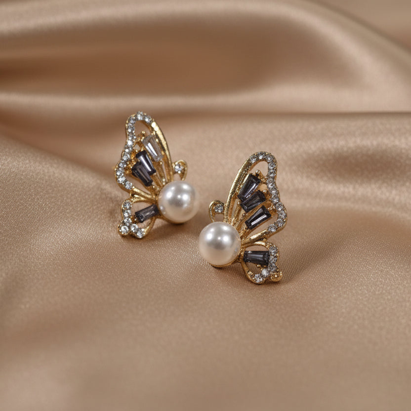Virginia Grey Butterfly Studs