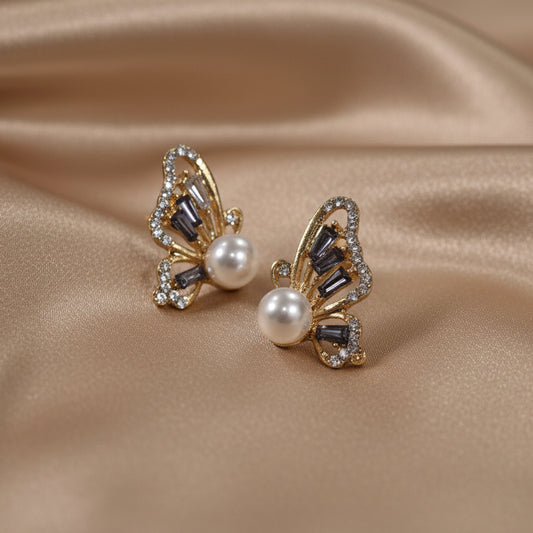 Virginia Grey Butterfly Studs