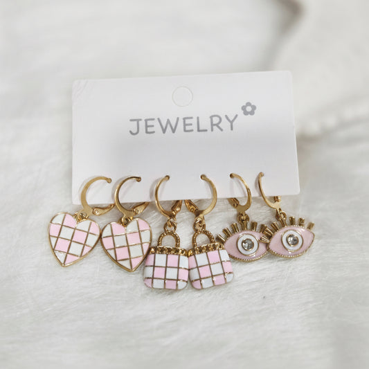 Pink & White Earrings Combo