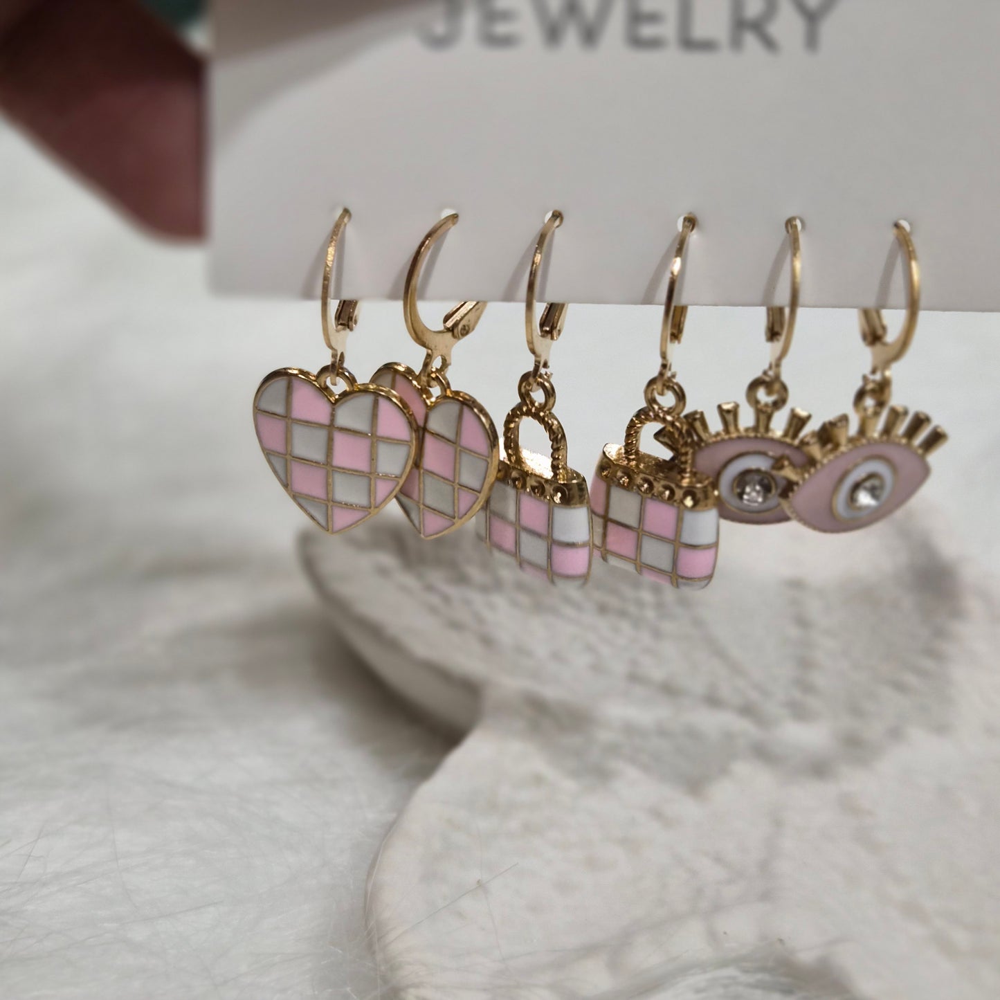 Pink & White Earrings Combo