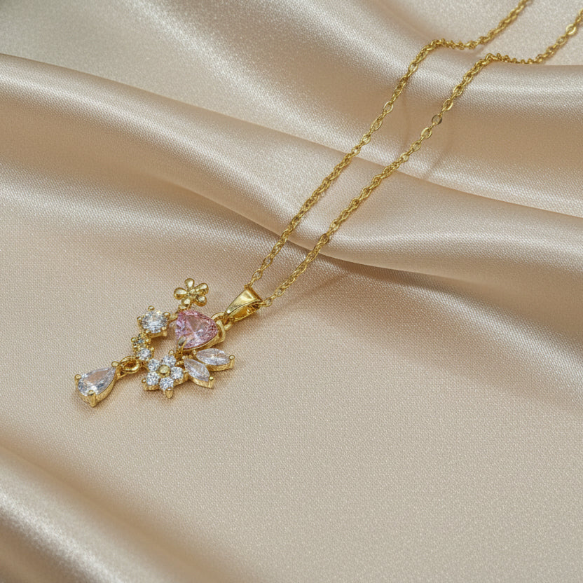 Pink crystal necklace