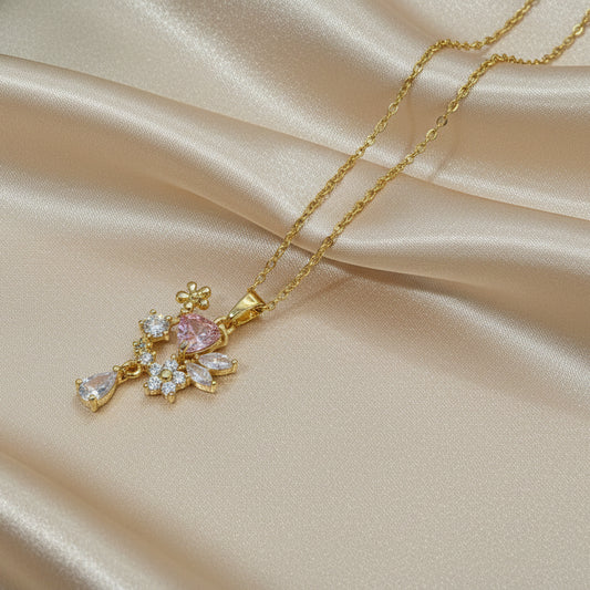 Pink crystal necklace