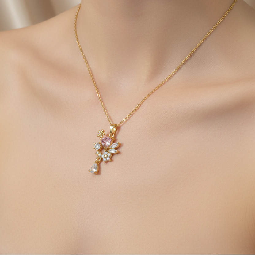 Pink crystal necklace