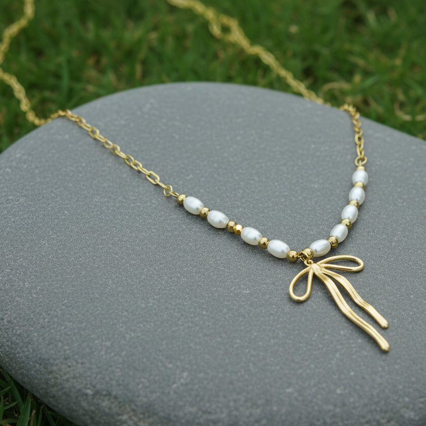 Pearl Bow Necklace