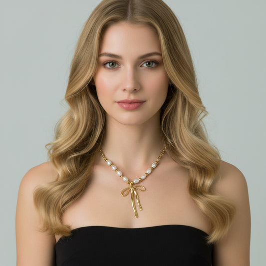 Pearl Bow Necklace