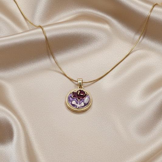 Antique Purple Enamel Necklace
