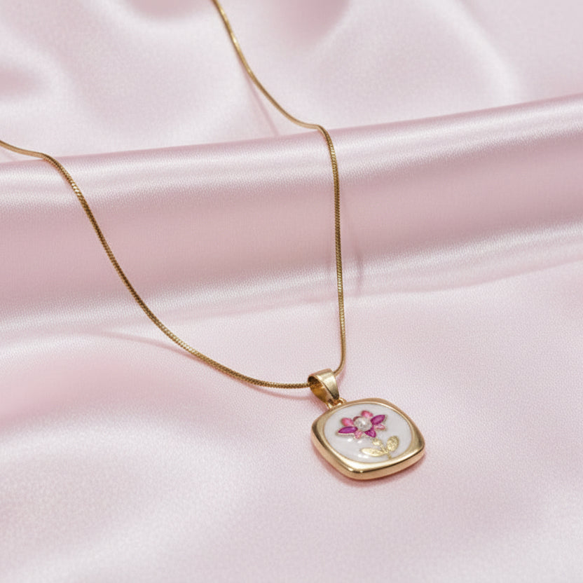Lotus Enamel Necklace