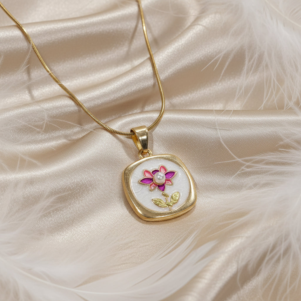 Lotus Enamel Necklace