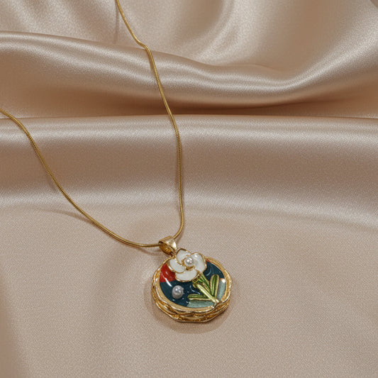 Enamel Floral Necklace