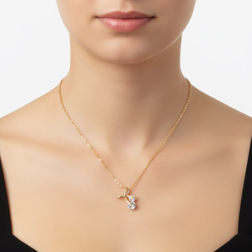 Bow Golden Cherry Necklace