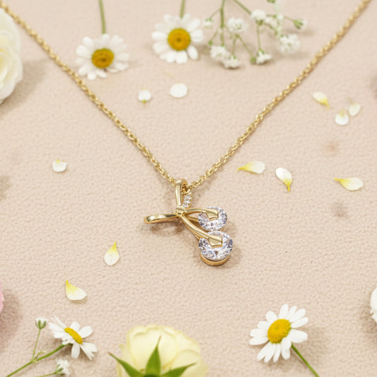 Bow Golden Cherry Necklace