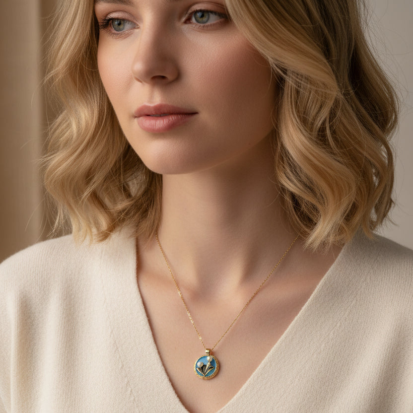 3D Teal Blue Necklace
