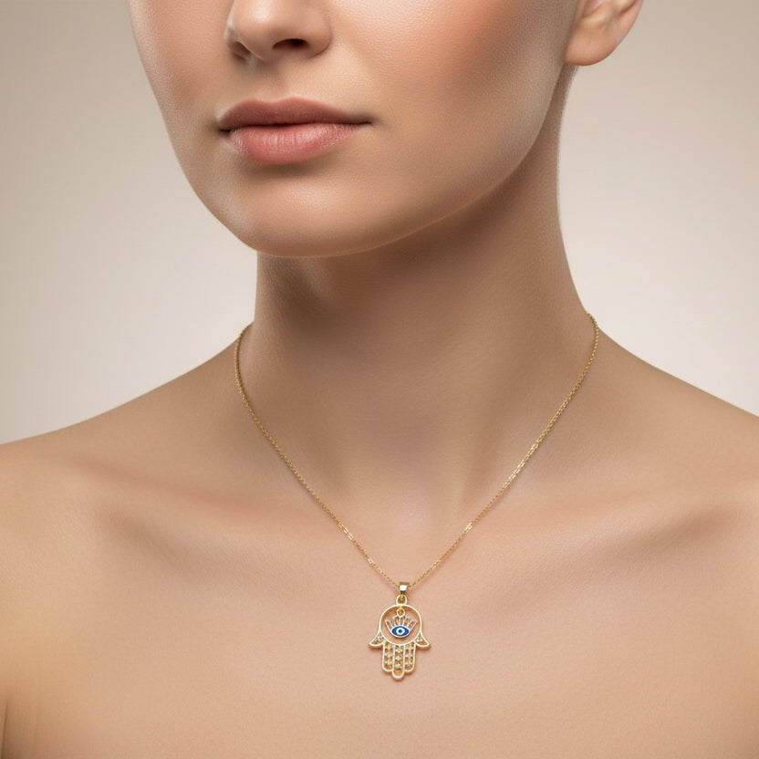 Dangling Eye Hamsa Necklace