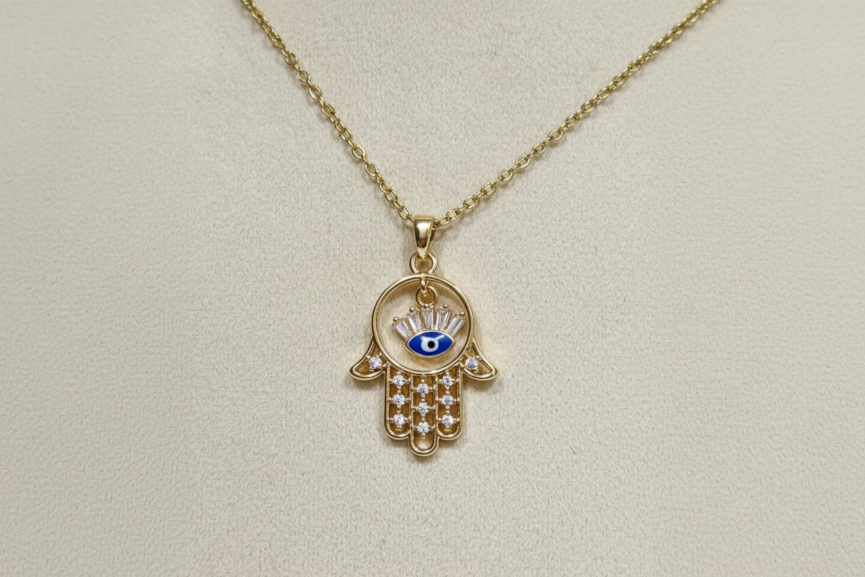 Dangling Eye Hamsa Necklace