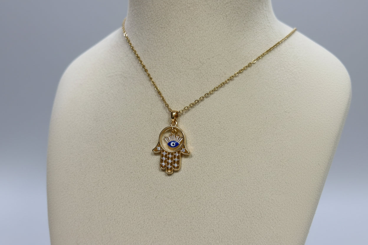 Dangling Eye Hamsa Necklace