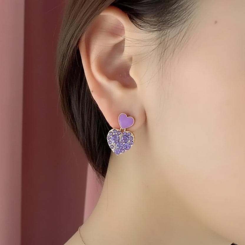 Lavender Heart Studs