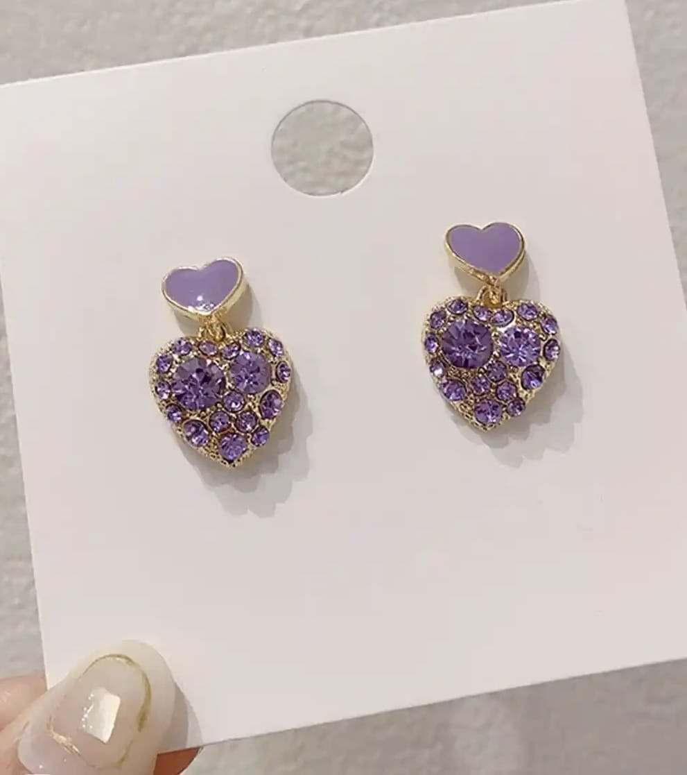 Lavender Heart Studs